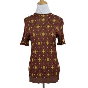 Scotch & Soda Dans La Nuit Metallic Trim Top Size M High Neck Mid Sleeves *READ